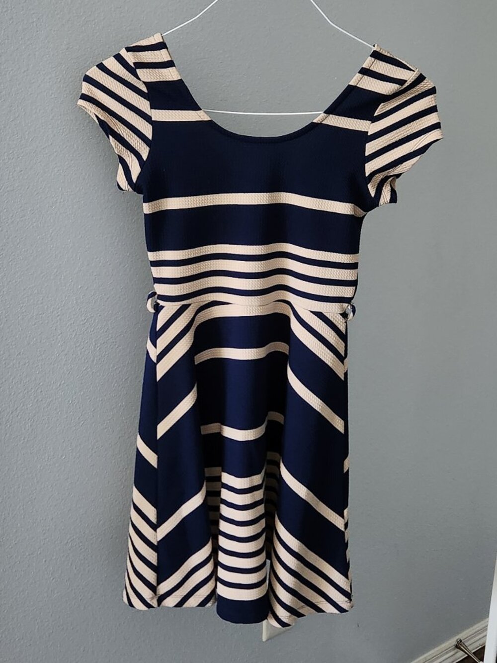 Papaya - Navy Blue Cream Striped Dress - Small